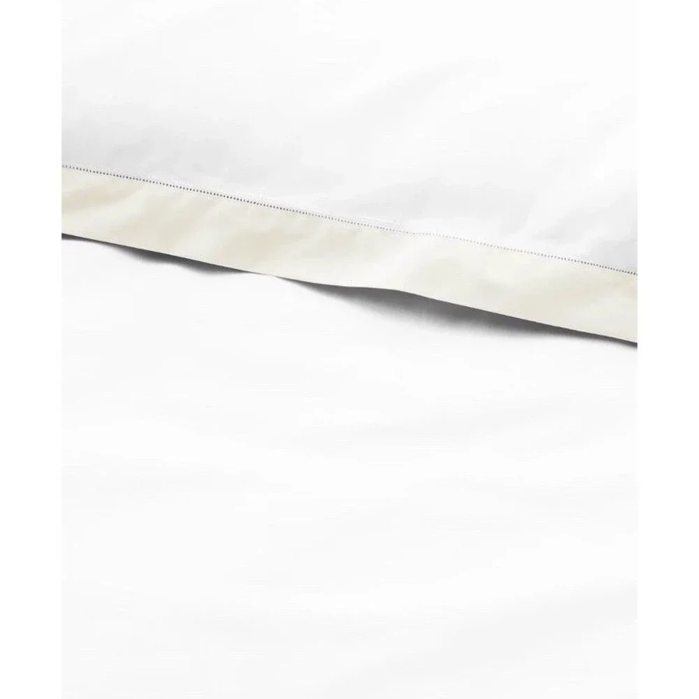 LOT 2 Ralph Lauren RL Organic Sateen Border European Shams 26x26” Parchment Whit